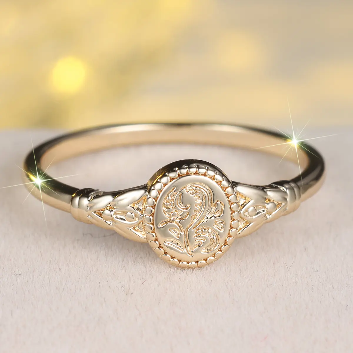 Women's Ring with Imitation Golden Light Pattern - Gold Plated Metal Coated Floral Geom. Costume Jewelry, Suitable for Casual Wear & Wedding Parties, Rings For Women, Gold Plated Jewelry, Wedding Party