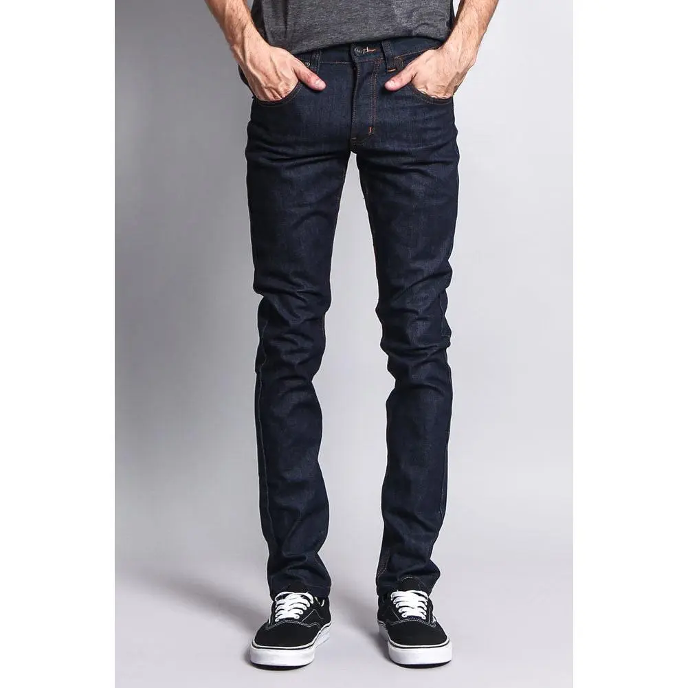 Men's Skinny Fit Raw Denim Jeans (Indigo/Timber)