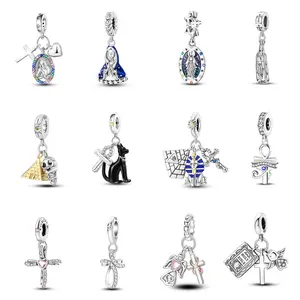 MULA 925 Silver-Plated Religious Symbol Beads - Cross, Spiritual Icons, Sacred Charms for Pandora Bracelets, Necklaces, DIY Jewelry Making, Adult Casual Use, Confirmation Faith Gifts for Women