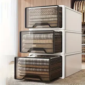 Transparent plastic clothing storage boxes, drawer-style wardrobe organization system, classified clothing storage solutions, stackable design, suitable for bedrooms, living rooms, wardrobes and other scenarios, Multilayer Storage