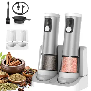 Electric Salt and Pepper Grinder Set, Display, LED Light, Ceramic Core, Large Capacity, Adjustable Coarseness, Modern Kitchen Tool Gift, Kitchen Gadgets, Kitchenware, Salt Pepper Shakers