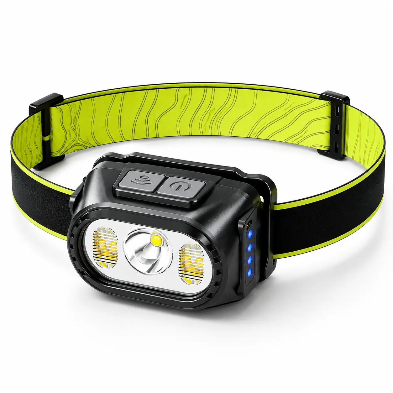 Unisex Compact Functional Rechargeable Motion Sensor LED Headlamp - Multi-Modes, Adjustable Headband for Secure Fit, Type-C Charging, Hands-Free for Hiking/Running, Outdoor Tasks
