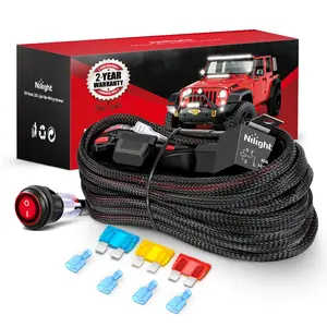 Nilight Wiring Harness Kit Nylon 14 AWG 2 Leads 12 V On Off Switch Power Relay Blade Fuse for LED Light Bar Off Road Lights on Cars Jeep Boat Trucks Vehicle  dealsforyoudays