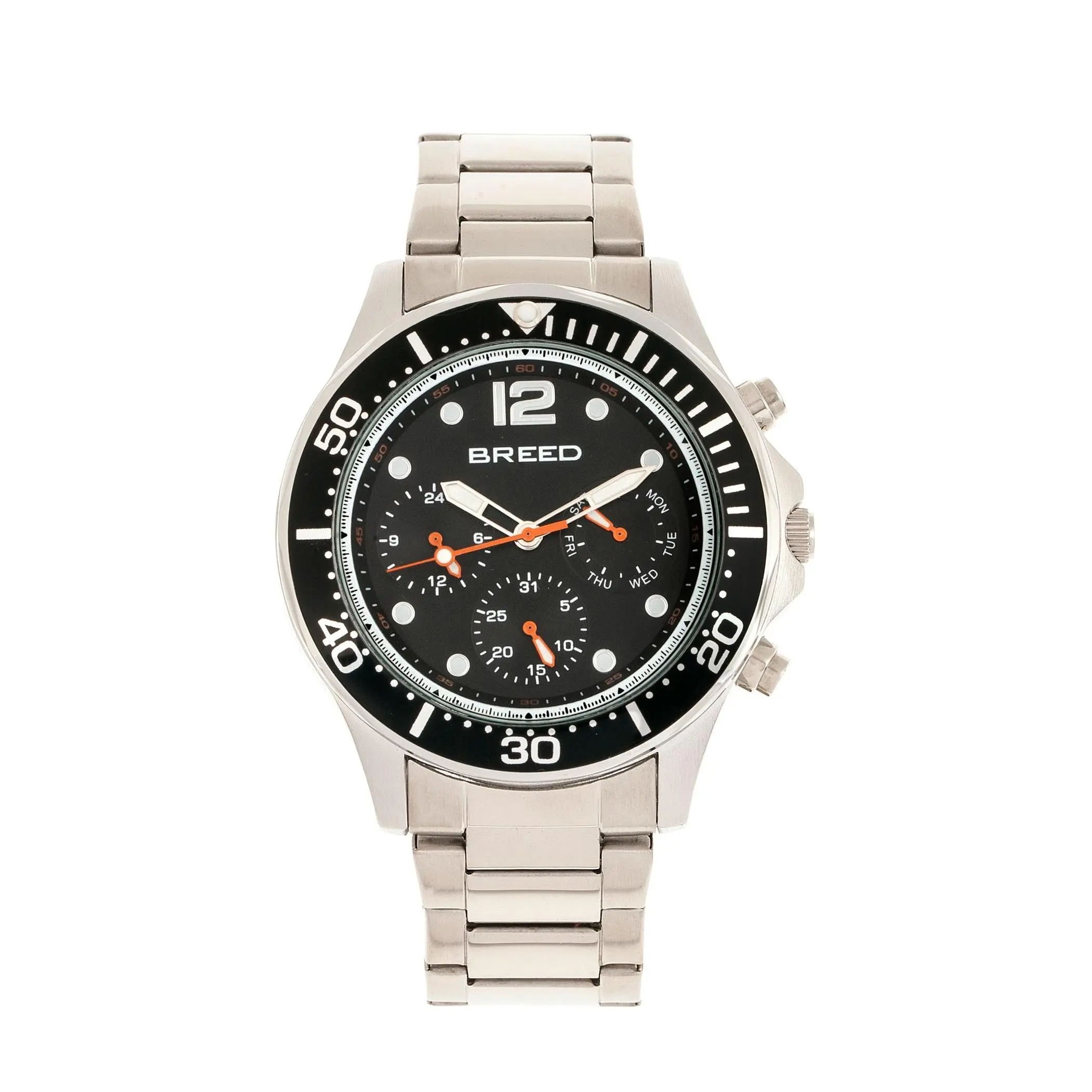 Breed Men's Pegasus Silvertone Black Dial Watch