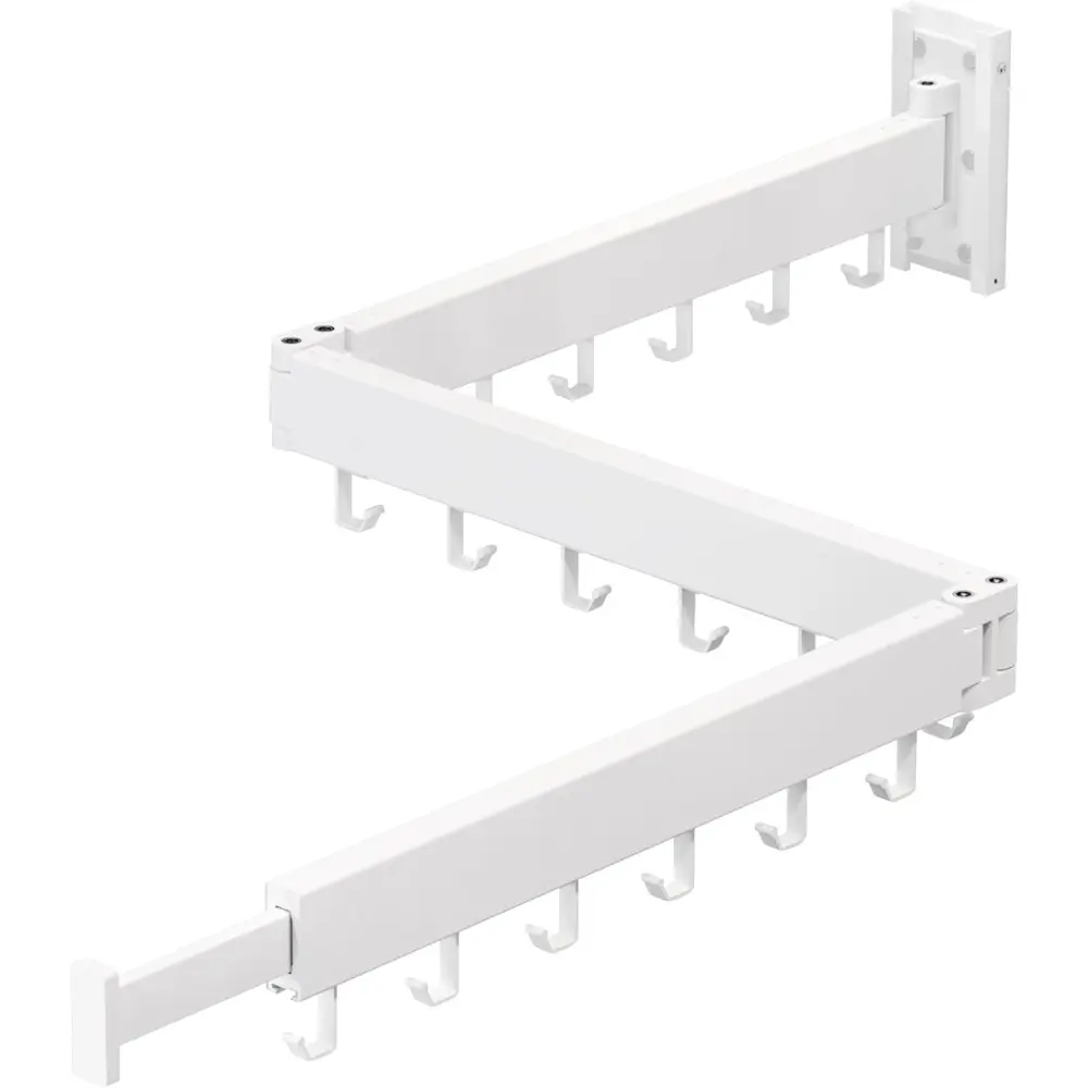 Wall-Mounted Aluminium Clothes Drying Rack - White Basic, Retractable Tri-Fold, 220lbs Max Load, Compact Balcony/Bathroom Laundry Space Saver, Multi-Layer Paint Durable Window-Installation Rack, Tri-Fold Fold