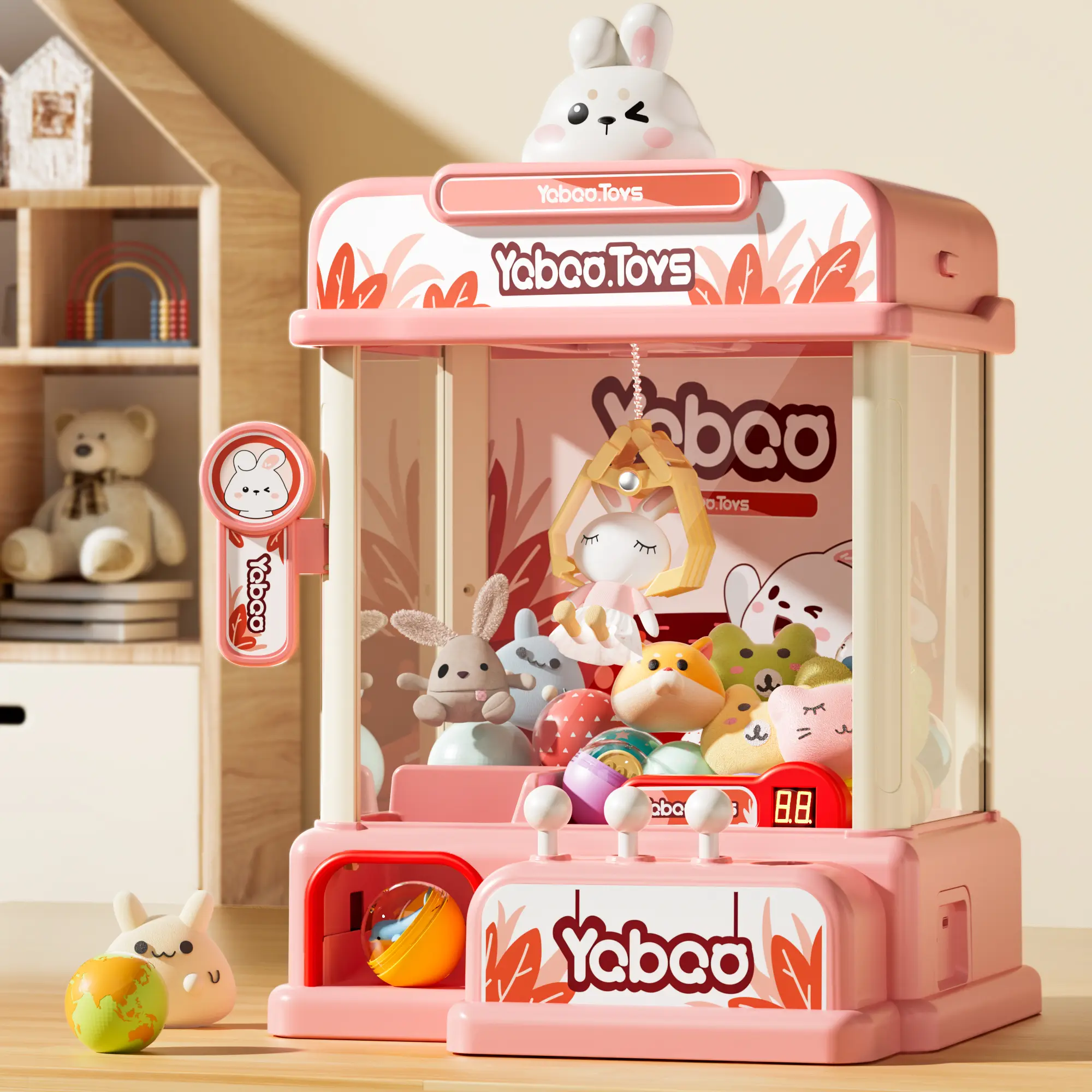 Pink Mini Claw Machines for Kids,Electronic Arcade Game Vending Machine Toys with Plush Toy&Mystery Egg - Mini Prizes, Fun Toy Gift