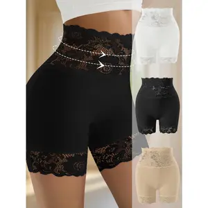 QUASTI 3/4/5/6 Pack Women's High-Waist Shapewear Shorts – Elegant Lace Design, Premium 86% Polyester Fabric for Silky Comfort Panties, Seamless Tummy Control Underwear for Confident Everyday Wear, Basic & Minimalism Briefs, S-XXL