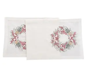 14" x 51" Pineapple Wreath Embroidered Table Runner by Valerie