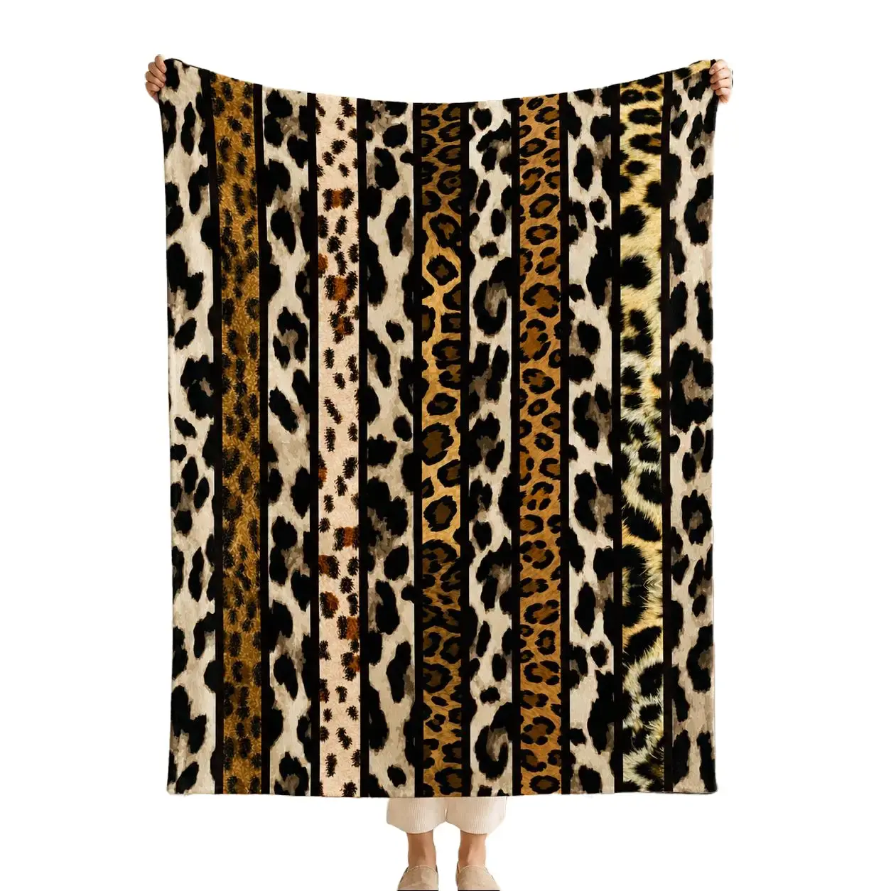 African Flannel Throw Blanket - Traditional Ethnic Motif, Wild Animal Cheetah Print, Country Look Cowhide Mud Pattern, Warm Cozy Soft for Couch & Bed, Living Room Decor