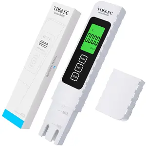 4-in-1 Digital Water Quality Tester, TDS EC Temperature Meter (°C/°F), High Accuracy Water Purity Tester 0-9999ppm for Drinking Water, Hydroponics, Aquariums, Pools, RO Systems, Tap Water, Fish Tanks & Home Water Monitoring