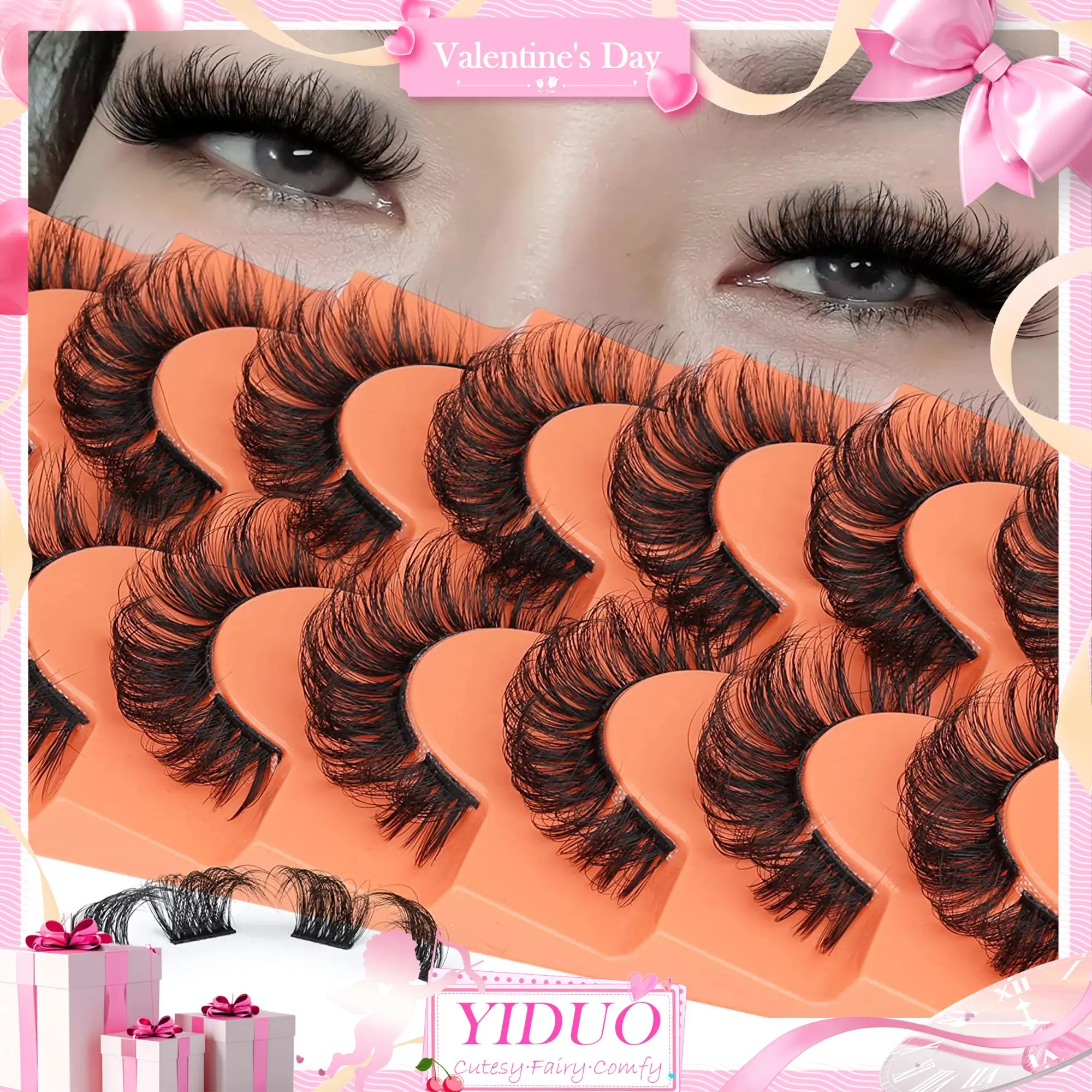 Individual False Eyelashes, Natural Look Eyelash Extensions, Separated Lash Clusters, Easy To Apply At Home, Portable Cosmetic Gift For Women Back To School