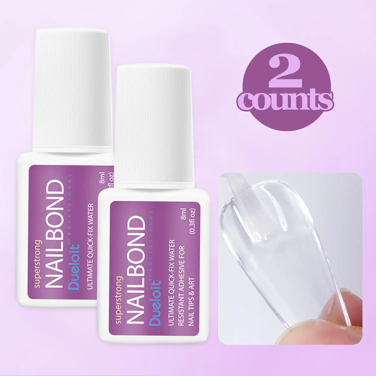 False Nail Glue, Quick-Dry Strong Nail Adhesive for Nail Tips & Nail Art, Professional Nail Art Glue for Poly Gel Kits, Nail Polish Accessories for Women & Girls