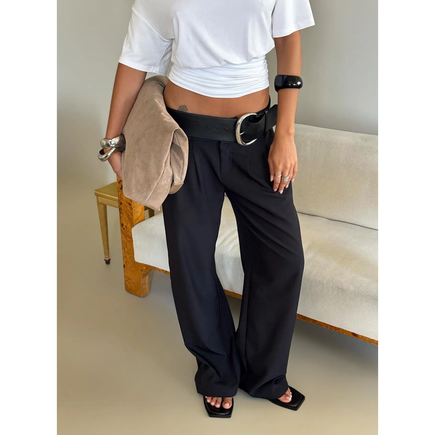 Two Lovers Low Rise Pants Black