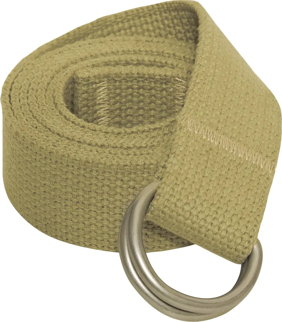 Khaki Military D-Ring Expedition Belt - Cotton Tactical Web Belt (1.25")