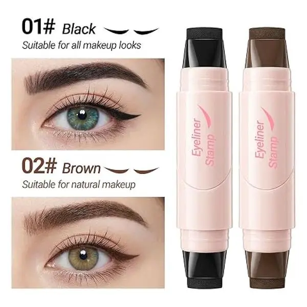 QIUFSSE Rotating Dual-Head Eyeliner Stamp Pen - Waterproof Winged Makeup Eyeliner, Beauty Products Eye Makeup Tool with Long-Lasting Ink for All-Day Wear