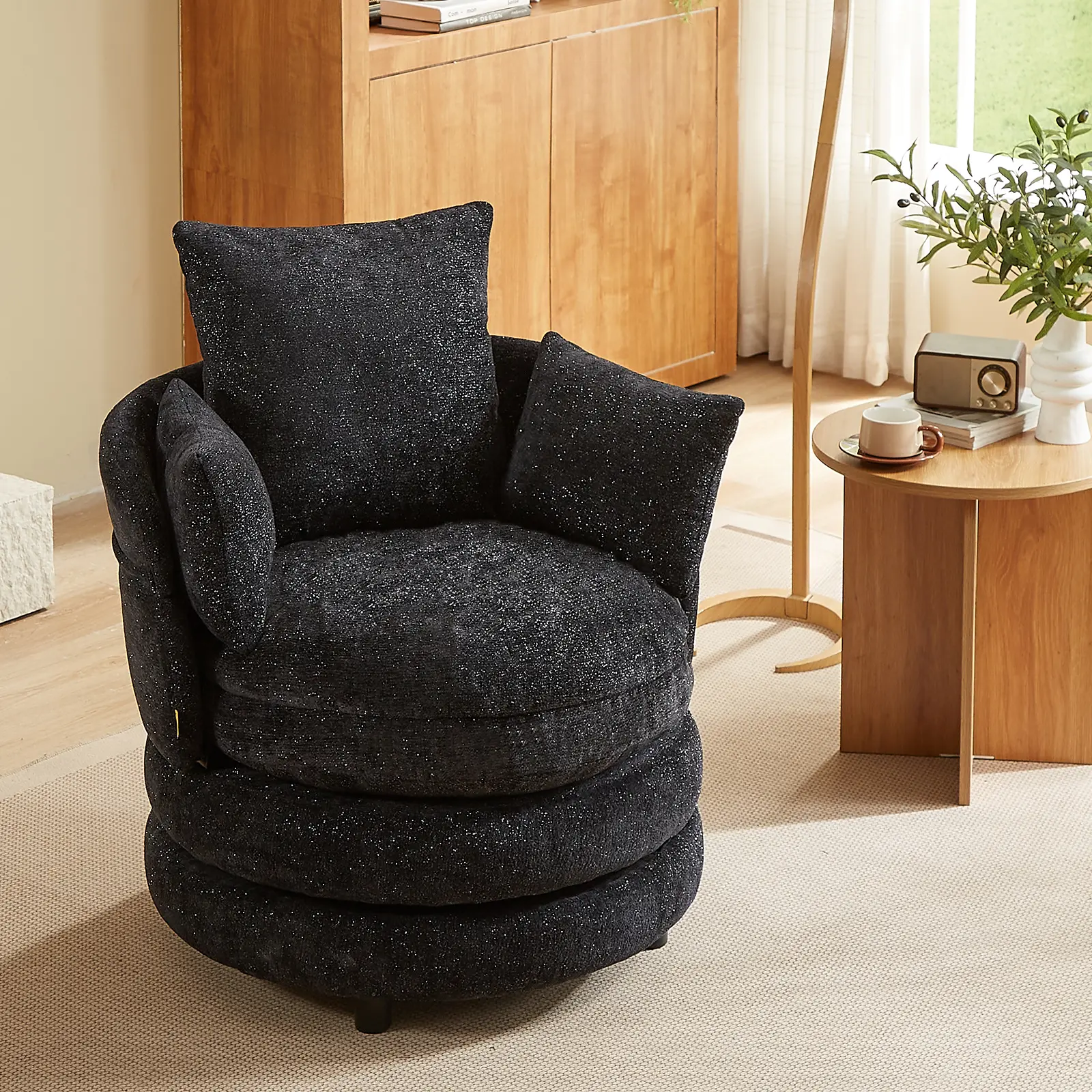 Pinmoco Hamburg Lounge Tub Accent Chair - 360° Smooth Spin Swivel Chair, Cloud Seat Living Room Furniture, 2 in 1 Small Spaces Indoor Furniture, Easy Set-Up, DealsForYouDay Offer, Swivel Chairs