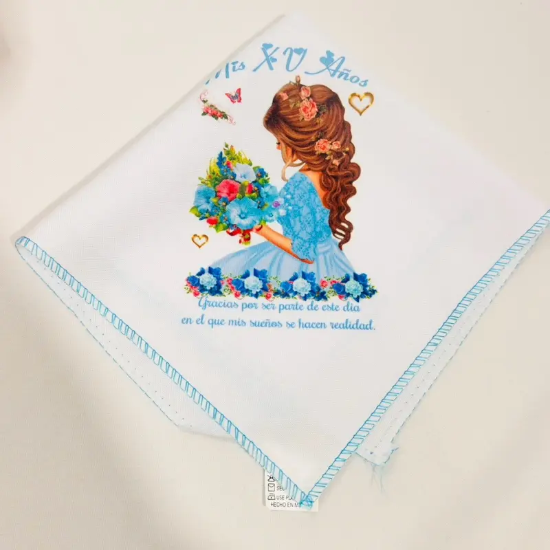 12pcs 12x12in & 10x10in Polyester Elegant Flower-Designed Napkins, Water-Absorbent Cutlery-Compatible Tableware with Message, Quinceanera Party Table Decor Supplies