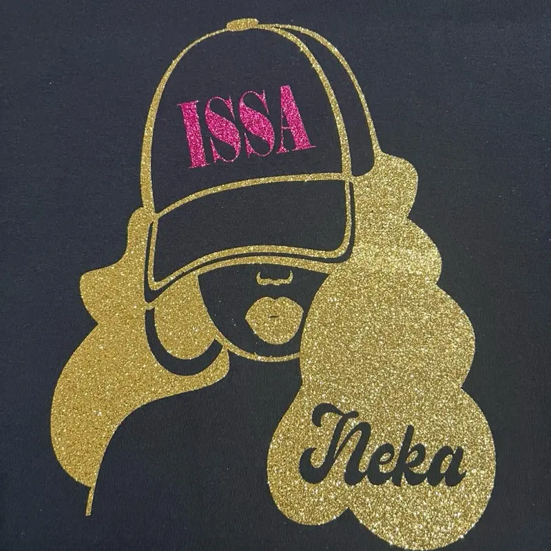 Custom Glitter Graphic T-Shirt | Personalized Name & Hat Design | Unisex Tee Top Tshirt Womenswear