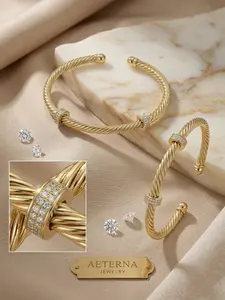 Classic Diamond Twist Copper Gold Plated Bracelet, Twisted Design, Minimalist Design, Gift Boxed Commuter Jewelry, Elegant Cuff Style, All Seasons