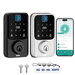 XSDTS Smart Deadbolt Lock for Front Door– Fingerprint, APP, Keypad & Key Entry, Auto-Lock, Easy Install | Keyless Entry Security for Home/Apartment/Hotel/Garage Electronic Touchscreen Keypad Deadbolt, Biometric Smart Locks