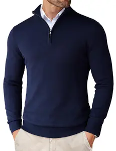 COOFANDY B Men's Quarter Zip Up Sweaters Slim Fit Lightweight Mock Neck Pullover Casual Polo Sweaters