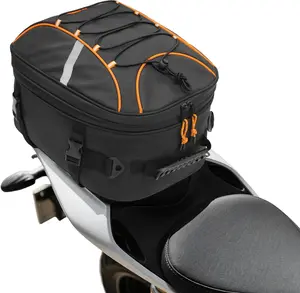 Motorcycle Tail Bag, 22L-34L Expandable Motorcycle Rear Seat Bag with Rain Cover Motorbike Helmet Bag Luggage Storage Backpack(Black)
