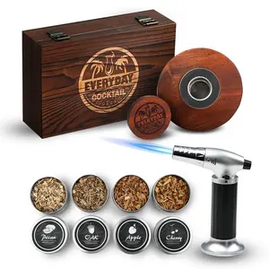EVERYDAY COCKTAIL® | Whiskey Smoker Kit with Torch – Old Fashioned Smoker Kit with 4 Flavors Wood Chips – Deluxe Whisky Smoker Kit Gifts for Him Men Dad Gifts – Elegant Wooden Box Bourbon Smoker Kit