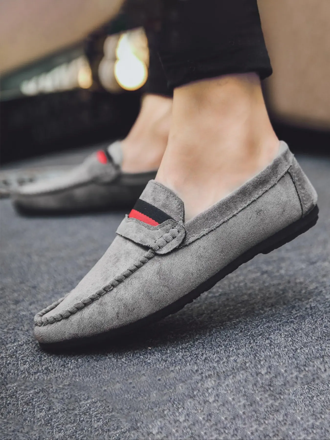 Men's Casual Loafer Shoes, British Fashion Shoes, Affordable Loafers, Fashionable Casual Loafers, Slip-On Flat Comfortable Soft Bottom Moccasin Style, Formal Low-Top Penny Loafers, Perfect for Shopping & Dating, Footwear