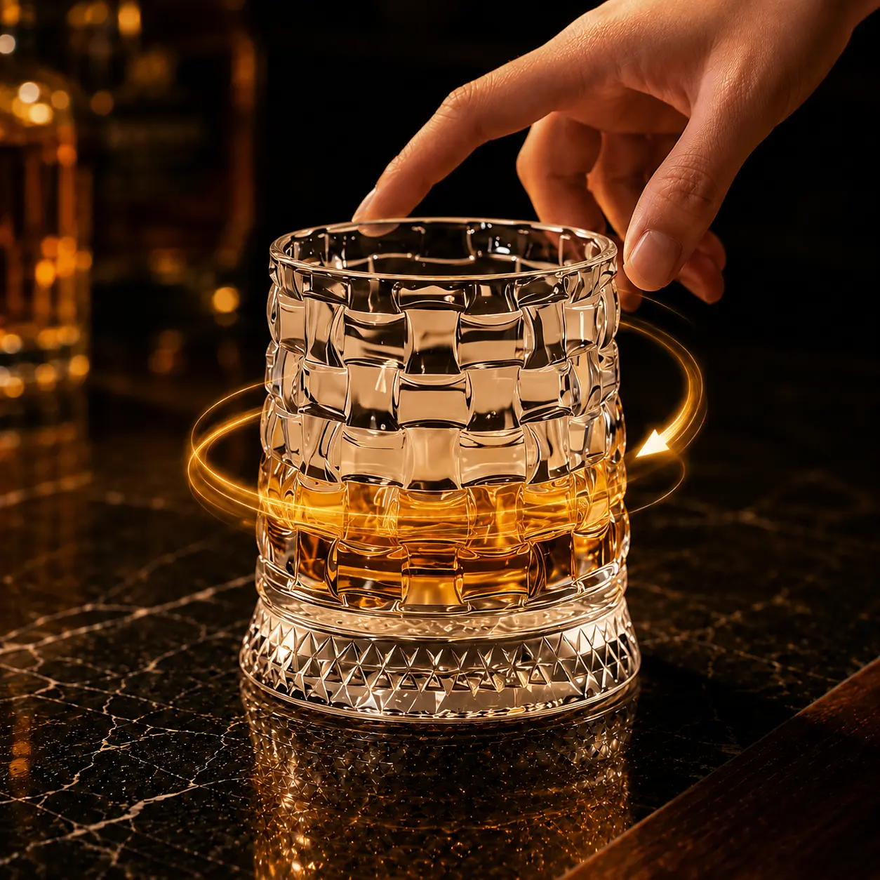 Luxury 360° Spinning Crystal Whiskey & Wine Glass, Rotating Rocks Barware for Men, Bourbon Drinkware, Stress Relief Home Bar Item, Dad & Step Dad Gift, Dad Gifts, Step Dad Gifts