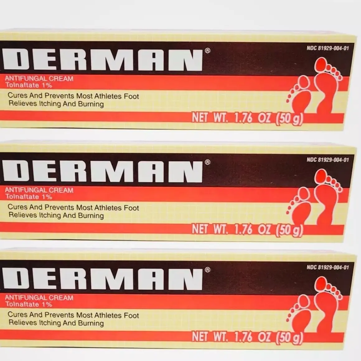 Derman Foot Antifungal Cream for the Treatment of Athlete's Foot, 1.76 Oz each, Daily Fungus