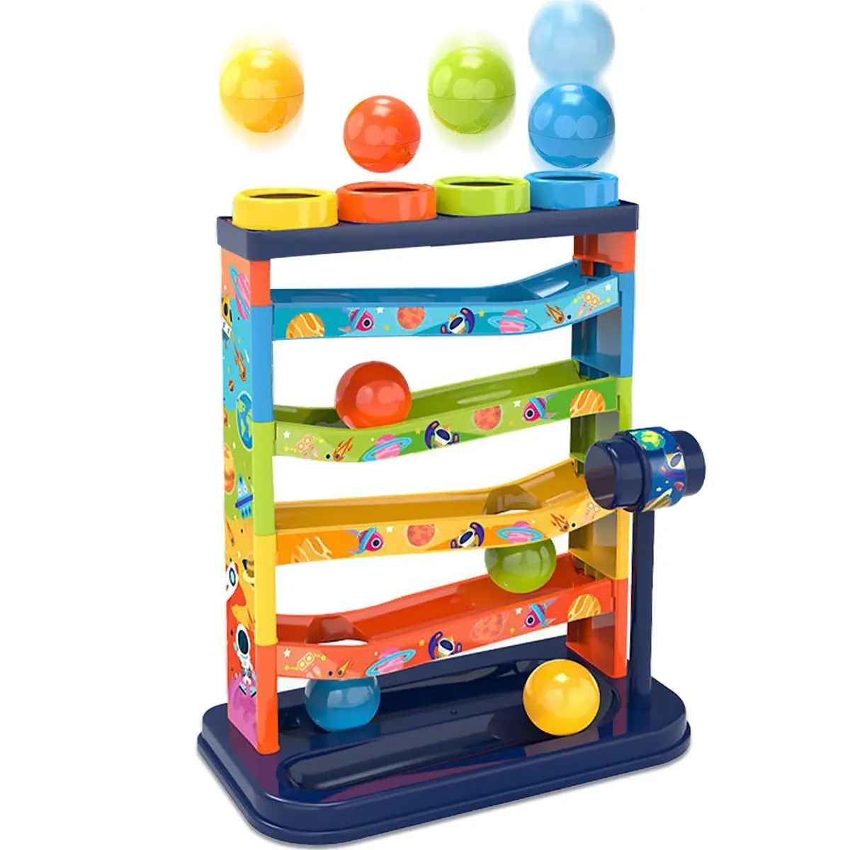 Colorful Ball Track Toy Set, Indoor Ball Set, Fun Knocking Toy for Girls and Boys, Birthday and Family Party Gift, Includes 4 Balls, Random Colors, Bouncing Balls