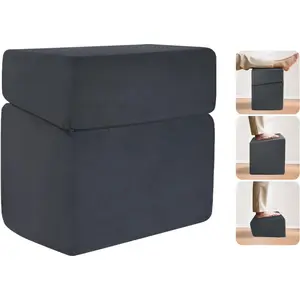 Adjustable Foot Rest for Under Desk At Work - 3-in-1 Ergonomic Foot Stool with Zipper Connection, 6.3"/11.8"/16" Height Adjustable for Office, Home & Gaming (Black)