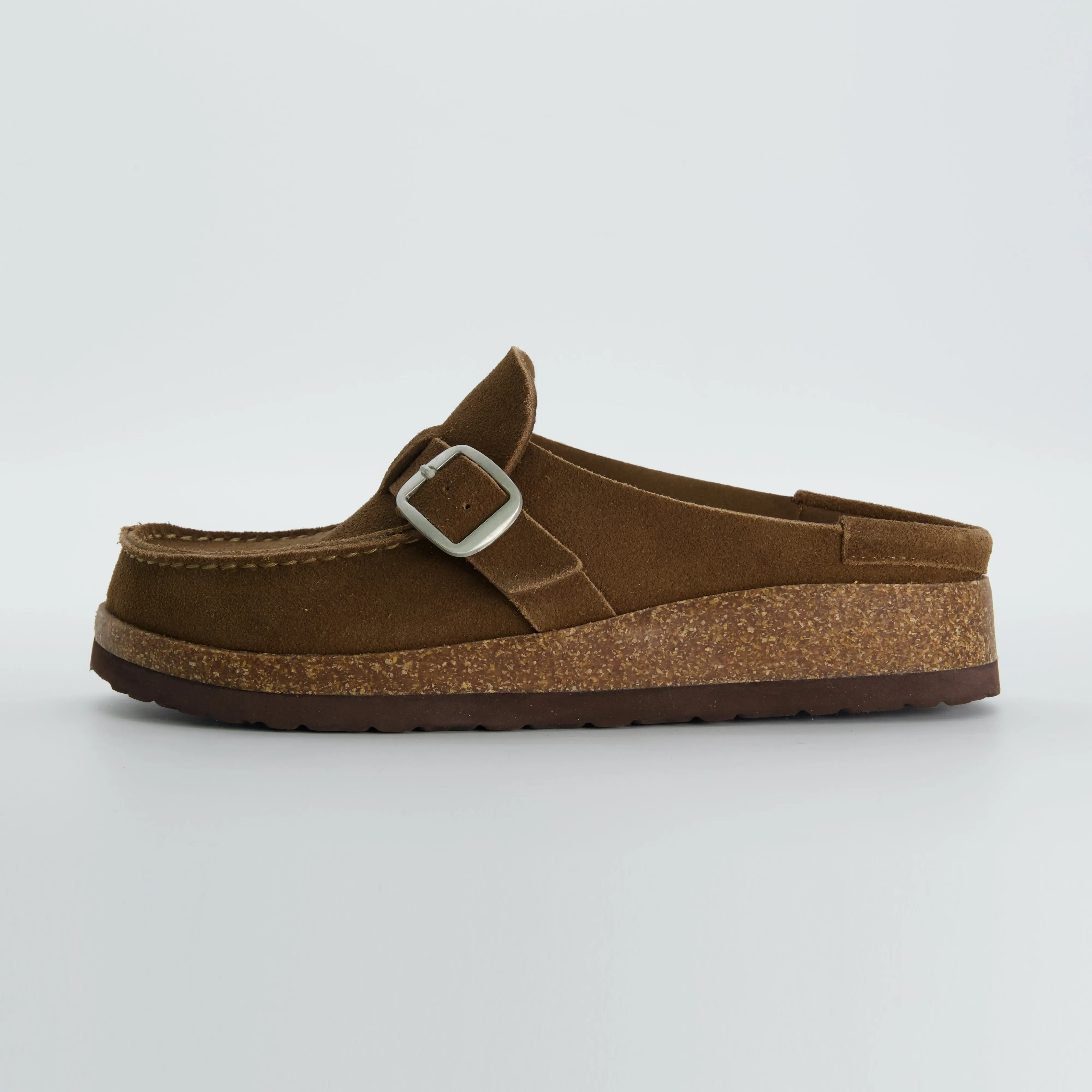 CUSHIONAIRE Hobby Genuine Leather Suede Mule Clogs for Women with Buckle Strap and Cork Footbed | Women's Shoes that Supportive All-Day Comfort