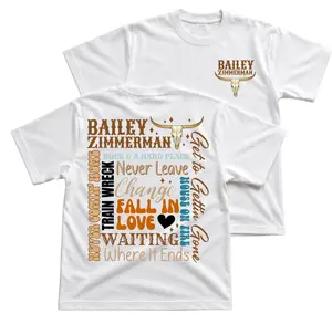 Bailey Zimmerman Country Music T-Shirt, Rock And A Hard Place Lyric Graphic Tee With Longhorn Skull Back Print, Front Chest Bailey Zimmerman Logo Shirt, Western Concert Outfit, Country Singer Fan Apparel Gift for Men and Women