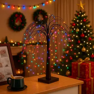Christmas Willow Tree Lights, 192 LED Christmas Willow Tree Holiday Decoration, Horror Desktop Decorations, Powered by USB or Battery, Indoor Family Party Decor, Perfect for Christmas Home Festive Display