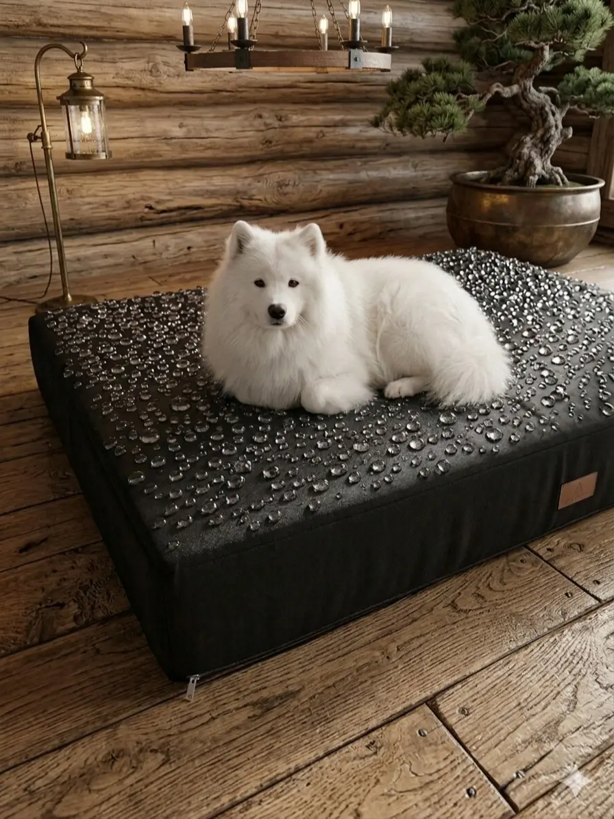 Heavy Duty Water-Repellent Dog Bed Cover 36L x 27W x 4H – Waterproof Plush Pet Bed Mattress Cover, Soft Fluffy, Washable Removable, Durable Grey Black