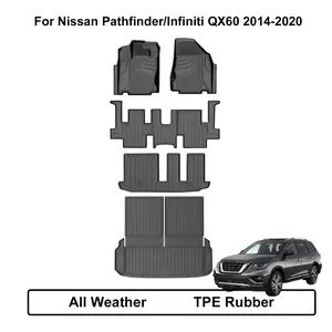 AOMSAZTO 7Pcs Heavy Duty Rubber Custom Fit Car Floor Mats & Cargo Liner For Nissan Pathfinder/Infiniti QX60 7-Seat 2014-2020, Anti-Slip, Dirt Shield, Easy to Clean, Truck Floor Mats, 30-Day Money-Back Guarantee Car Mats Car Accessories Women