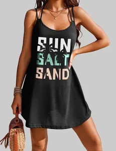 Womens Spaghetti Strap Cover Up Sleeveless Bathing Suit Coverups Backless T Shirt Beach Dress