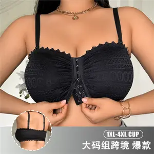 Women's sexy push-up bra, plus size, lace, front clasp, large bust bra