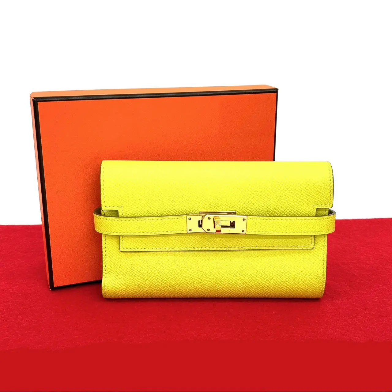 Pre-owned HERMÈS Calfskin Small Leather Goods Hermes Kelly Wallet Epsom Leather Wallet