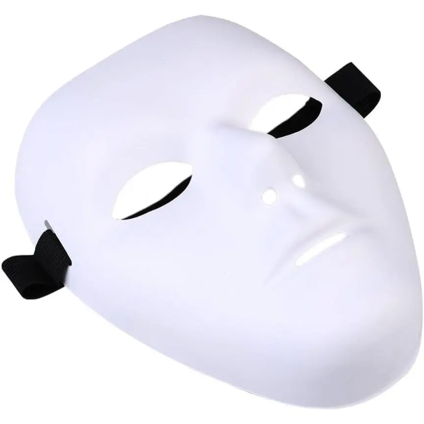 Adult DIY Full Face Mask, Thick Plain White Synthetic Accessory for Painting & Customizing Halloween or Masquerade Costumes, Accessories, One Size