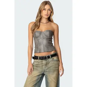 Sulivan Strapless Faux Leather Corset Sulivan Strapless Faux Leather Corset