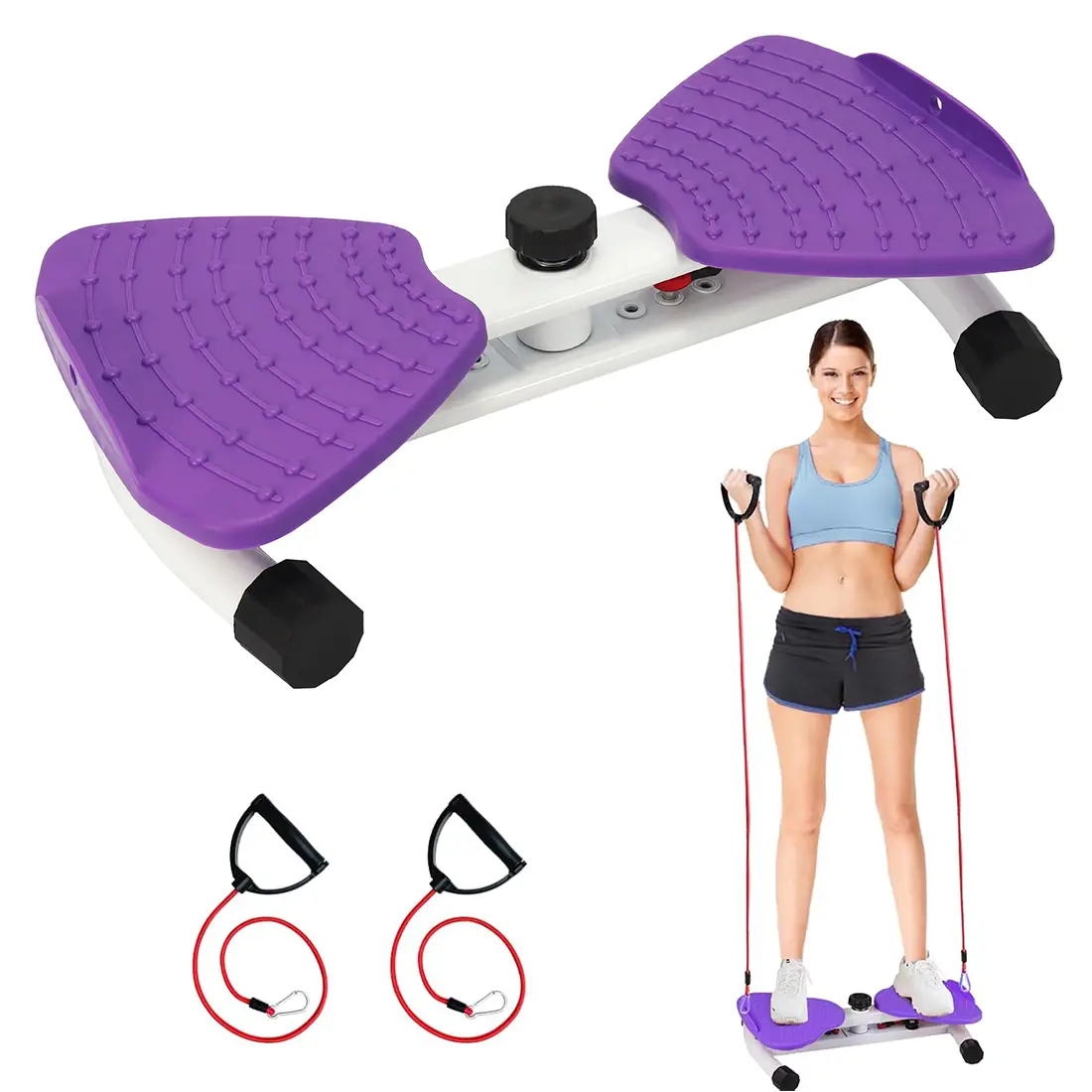 Waist Twisting Machine for Women, Suitable for Family Fitness With 2 Resistance Bands, Family Fitness Abdominal Control Machine Whole Body Exercise Eq