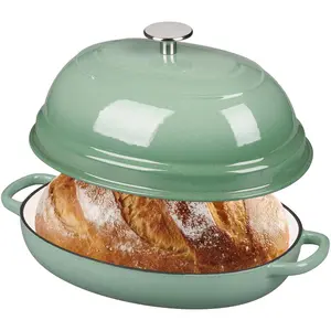 Enameled Oval Cast Iron Dutch Oven Pot with Lid, Bread Dutch Oven for Sourdough Bread Baking, Dutch Oven Bread, Bread Oven, 6QT, Sage Green