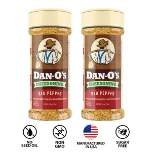 Dan-O's Cheesoning - Red Pepper - 2 Small Bottles 2.6 oz - All Purpose Seasoning - Big Flavor, Herbs & Spice - Italian parmesan cheese seasoning with a red pepper twist.
