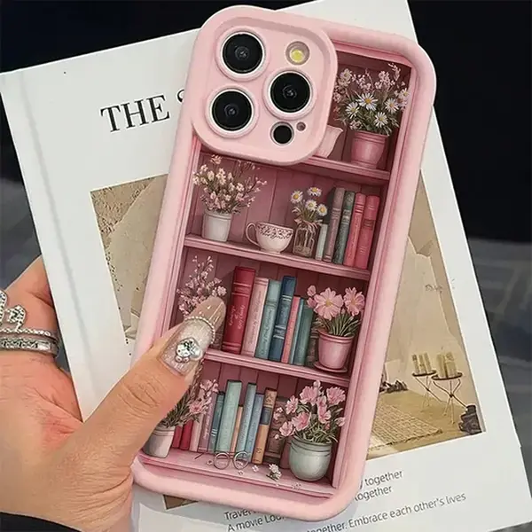 Blush Pink Book-Themed Soft TPU Protective Smartphone Case, Stylish Tech Accessory for iPhone X/XS/XSMAX/11/12/13/14/15/16/16E/17, Ideal Christmas Gift for Friends, Mobile Phone Accessories, Tech Accessories,summerwins