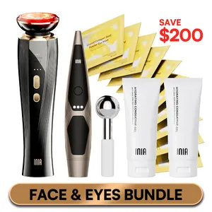 INIA FLARE & LUMIN Facial & Eye Skincare Bundle – 3-in-1 Face + 4-in-1 Eye Beauty Devices for Lifting, Tightening, Reducing Puffiness & Fine Lines,Buy 1 Get 15
