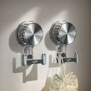 1 /2electroplated luxury sucker hook-double wall hanger, suitable for entrance, kitchen and bathroom, hat and towel organizer, stainless steel, bathroom accessories |   smooth metal surface |   durable adhesive, practical hook.