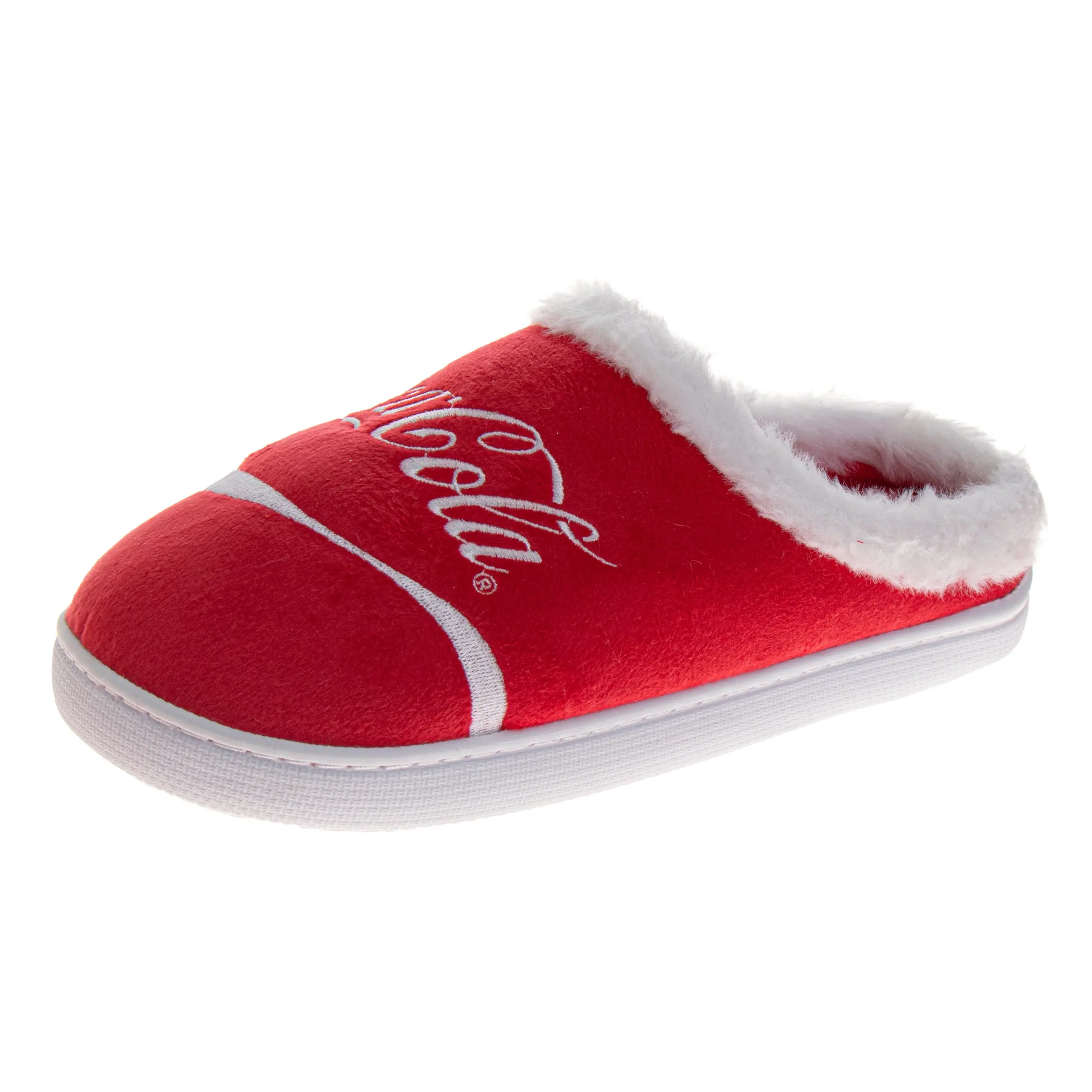 Coca-Cola Men's Classic Script Logo Slippers, Soft-Lined Slip-On Home Footwear with a Cushioned, Anti-Slip Sole, Anti Slip Men's Home Slippers