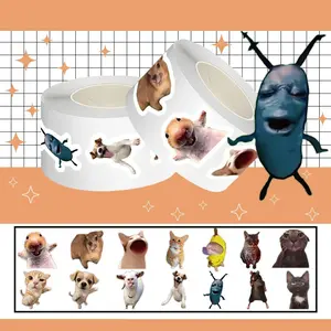 500Pcs Cat Meme Animal Funny Abstract Sticker Roll Sealing DIY Decals Sticker Packs for Cup Laptop Notebook Luggage Birthday Gift #CatMemeStickers #FunnyAnimalStickers #AbstractStickers #BulkStickers #SealingStickers #DIYDecals #BirthdayGift